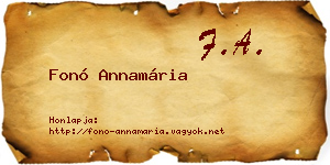 Fonó Annamária névjegykártya
